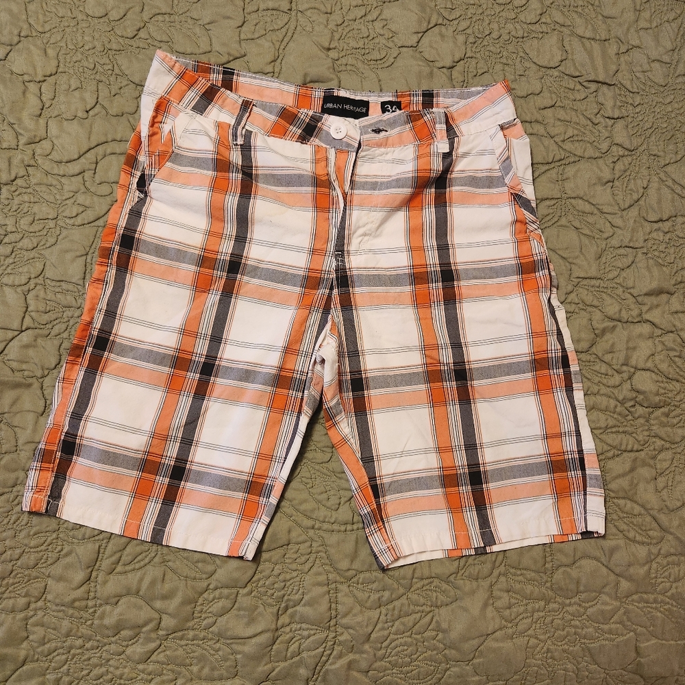 Urban Heritage Men's orange Plaid Bermuda Shorts Size 34